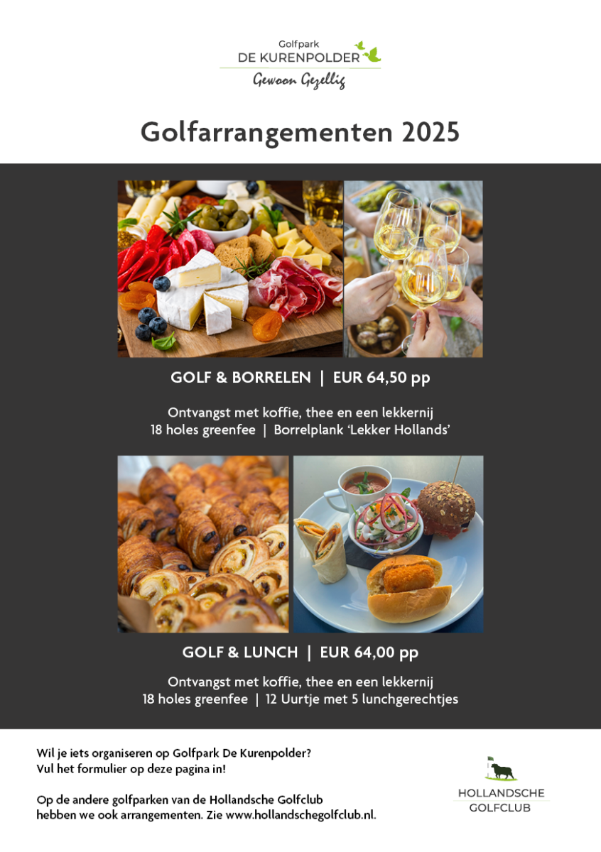 Golf, borrelen, lunchen, arrangementen 2025